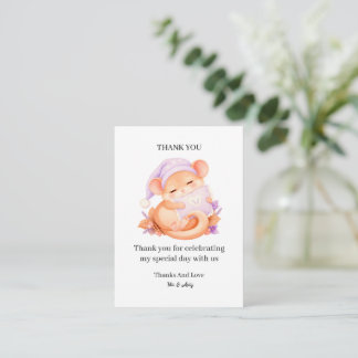Tarjeta Pequeña Ratón Pequeño Dormilón Gracias
