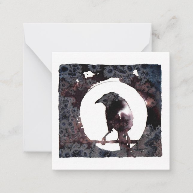 Tarjeta Pequeña Raven Moon Postcard Style Notecard (Anverso)