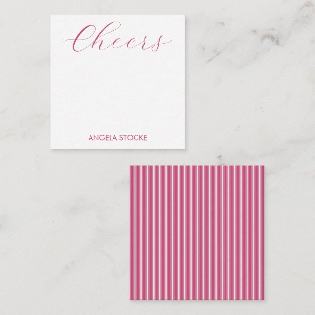 Tarjeta Pequeña Raya Blanca Rosa Personalizada (Anverso / Reverso)