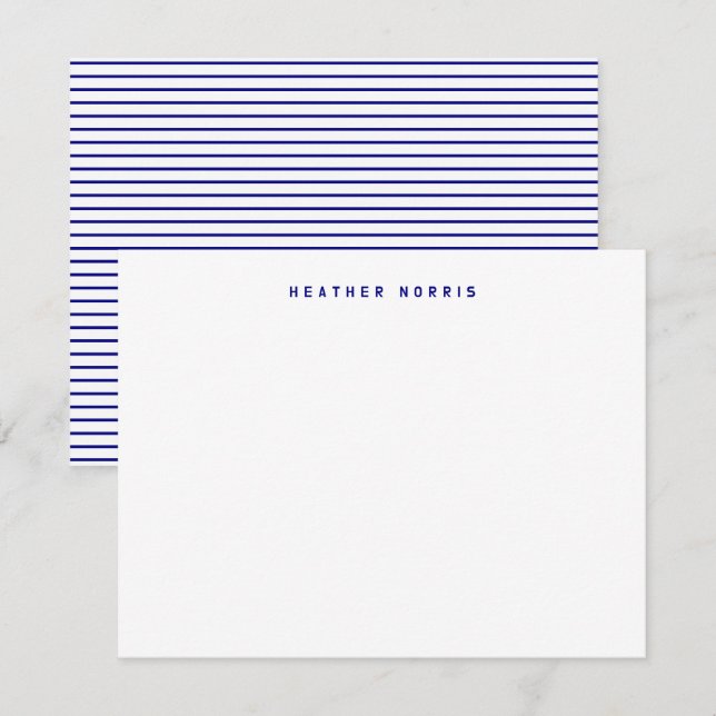 Tarjeta Pequeña Rayas azul marino (Anverso / Reverso)