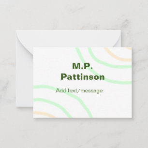 Tarjeta Pequeña Rayas de naranja verde agregar mensaje de texto de