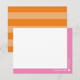 Tarjeta Pequeña Rayas Naranja Rosa Elegante Monísimo Personalizado