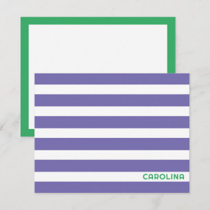Tarjeta Pequeña Rayas Preppy Morado y Verde Brillante Giro