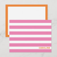Rayas Preppy Rosa y Naranja Monas Femeninas