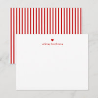 Rayas rojas modernas personalizadas y corazón