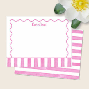 Tarjeta Pequeña Rayas rosadas de acuarela onduladas lindas