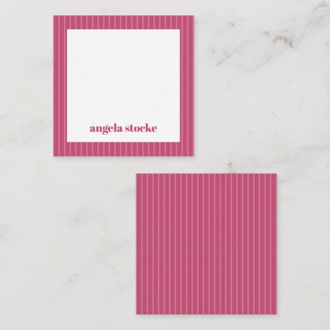 Tarjeta Pequeña Rayas rosadas personalizadas (Anverso / Reverso)