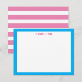 Tarjeta Pequeña Rayas rosadas y azul cielo Preppy para chicas lind