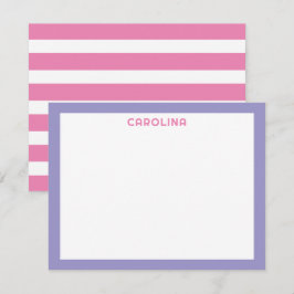 Tarjeta Pequeña Rayas rosadas y moradas de moda para chicas lindas