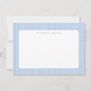 Tarjeta Pequeña Rayas verticales azules Monograma costero