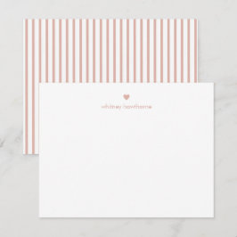 Tarjeta Pequeña Rayas y Corazón Rosa Personalizado Moderno