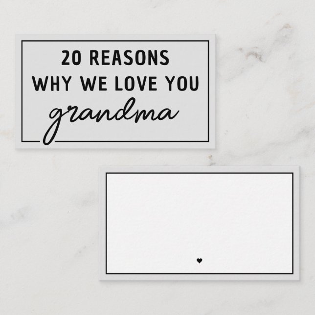 Tarjeta Pequeña Razones por las que te amamos a tu abuela (Anverso / Reverso)