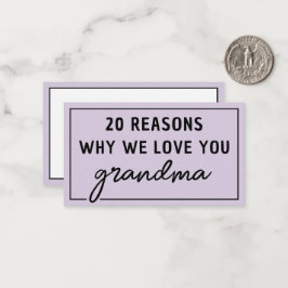 Tarjeta Pequeña Razones por las que te amamos abuela Bonito