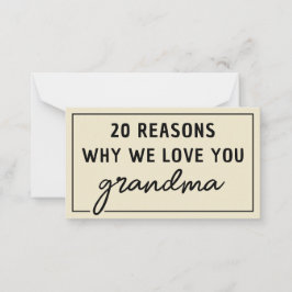 Tarjeta Pequeña Razones por las que te amamos abuela Bonito