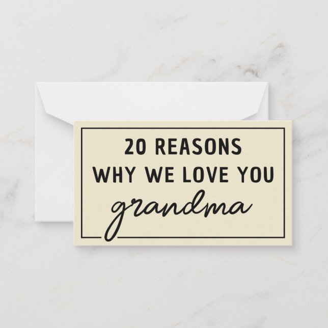Tarjeta Pequeña Razones por las que te amamos abuela Bonito (Anverso)