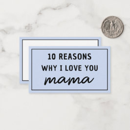 Tarjeta Pequeña Razones por las que te amo mamá Día de la Madre Bo