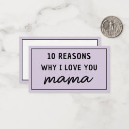 Tarjeta Pequeña Razones por las que te amo mamá Día de la Madre Bo