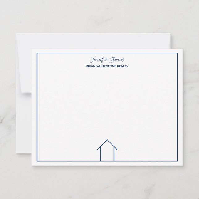 Tarjeta Pequeña Real Estate Company Blue Monogram Home Realtor (Anverso)