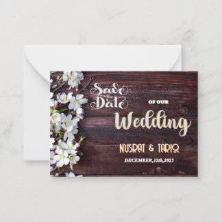 Tarjeta Pequeña Real Wood Textured Save the Date