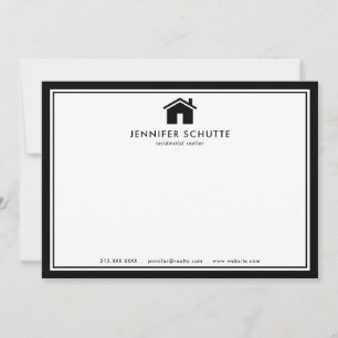 Tarjeta Pequeña Realtor personalizado moderno de color blanco y ne