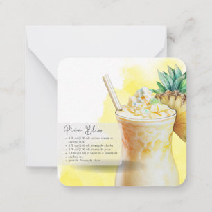 Tarjeta Pequeña Receta de cóctel de la Piña Colada a favor