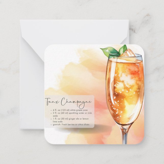 Tarjeta Pequeña Receta de cóctel Faux Champagne Party Favor (Reverso)