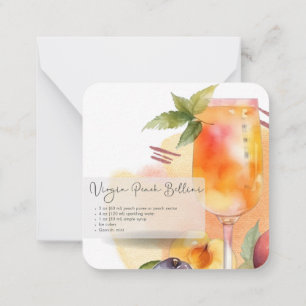 Tarjeta Pequeña Receta de cola negra Virgin Peach Bellini Favor de