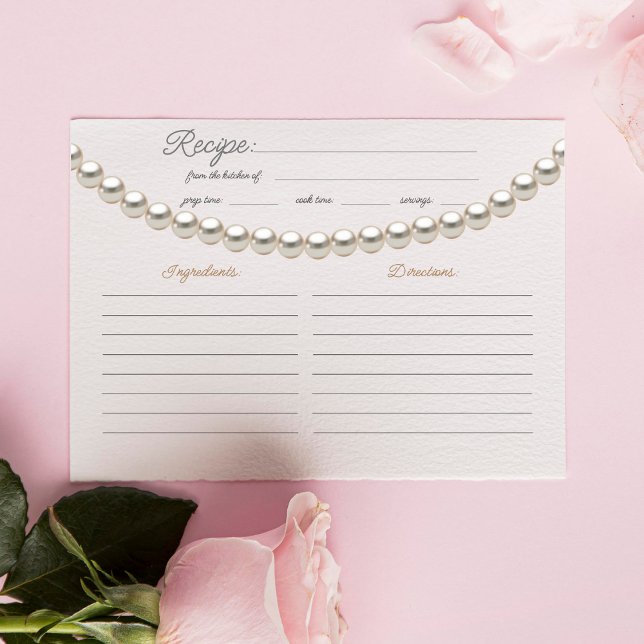 Tarjeta Pequeña Receta elegante de ducha de la novia Pearl (Subido por el creador)