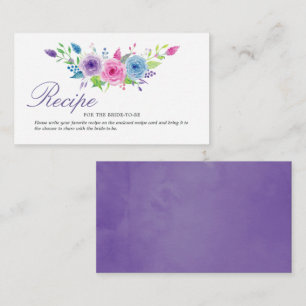 Tarjeta Pequeña Receta floral ultravioleta de ducha de novia inser