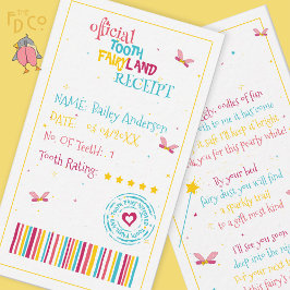 Tarjeta Pequeña Recibo Mini Mono de Hada de los Dientes con una Ri