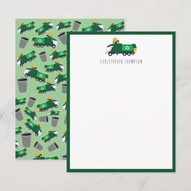 Tarjeta Pequeña Reciclando camiones de basura para niños (Anverso / Reverso)
