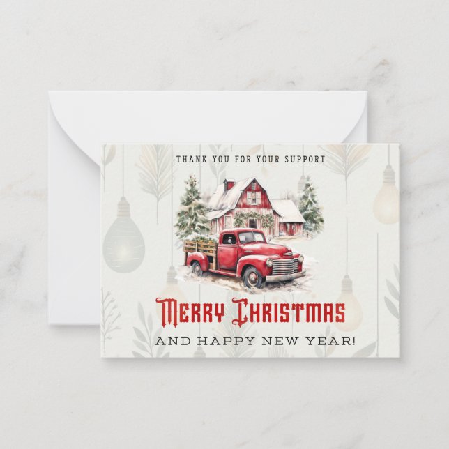 Tarjeta Pequeña Recogida roja de Feliz Navidad (Anverso)