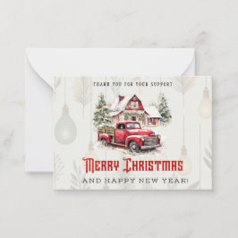 Tarjeta Pequeña Recogida roja de Feliz Navidad