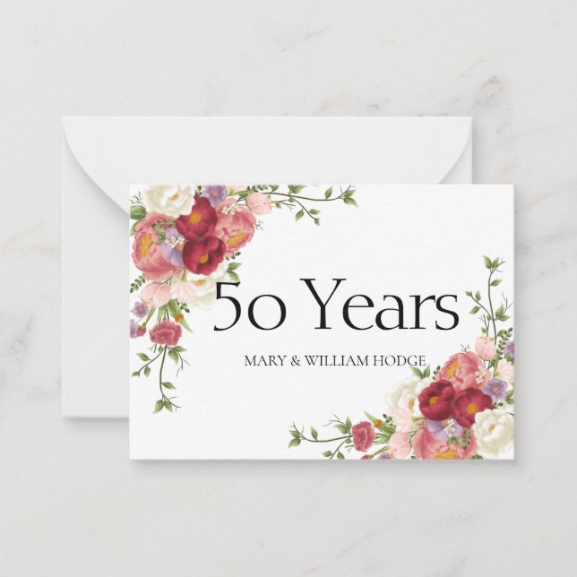 Tarjeta Pequeña "Recuerdos de oro: Celebrando 50 años de amor" (Anverso)