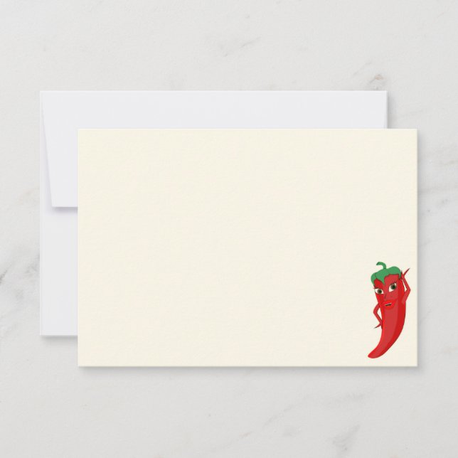 Tarjeta Pequeña Red Hot Pepper Diva Cute Blank Cream Off White (Anverso)