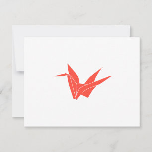 Tarjeta Pequeña Red Origami Crane Flat Notecard
