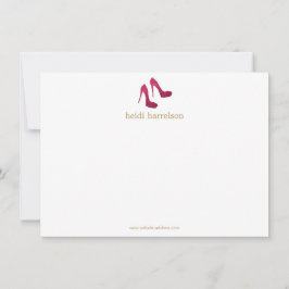 Tarjeta Pequeña Red Purpurina Heels Boutique Flat Notecard