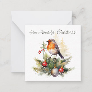 Tarjeta Pequeña Red Robin Pine Christmas Enclosure Card