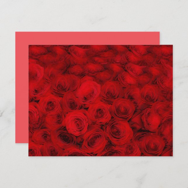 Tarjeta Pequeña Red Roses Flower Art Bouquet Note Card Set (Anverso / Reverso)