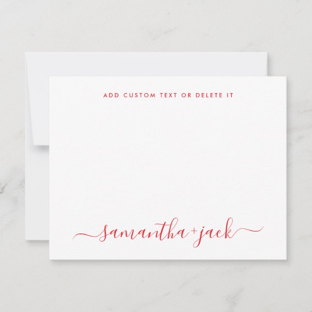 Tarjeta Pequeña Red Stylish Script Elegant Minimalist (Anverso)