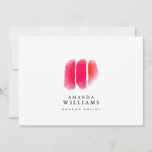 Tarjeta Pequeña Red Watercolor Makeup Swatts Flat Notecard (Anverso)