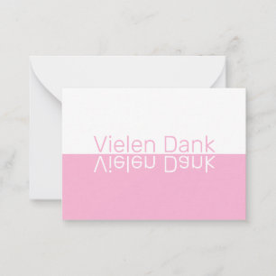 Tarjeta Pequeña Reflexión blanca y rosa Alemán moderno Gracias