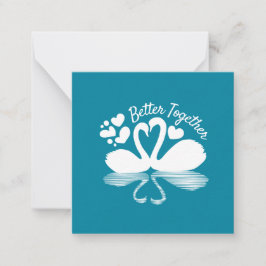 Tarjeta Pequeña Reflexión de la silueta de cisne en el agua