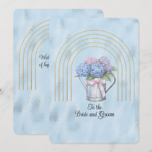 Tarjeta Pequeña Regadera de Hortensias Rosadas y Azules con Arcos