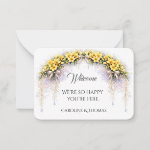 Tarjeta Pequeña Regalo de Bienvenida de Boda Amarillo Canario Free