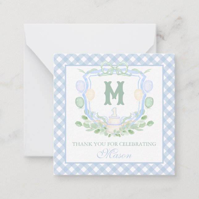 Tarjeta Pequeña Regalo de Cresta de Monograma de Cumpleaños Número (Anverso)