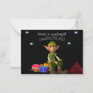 Tarjeta Pequeña Regalo De Elf Y Navidades