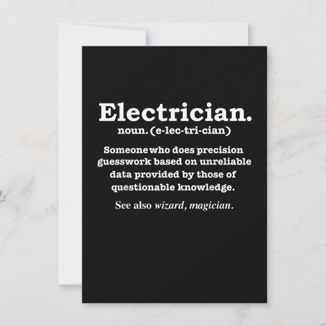 Tarjeta Pequeña Regalo de graduación definición de electricista di (Anverso)