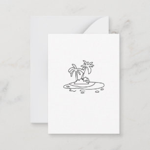 Tarjeta Pequeña regalo de Isla del Paraíso, dibujo lineal