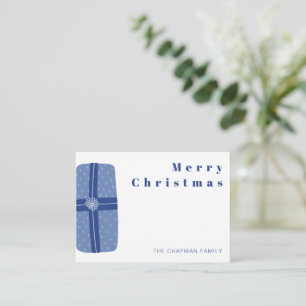 Tarjeta Pequeña Regalo de Navidad azul personalizado